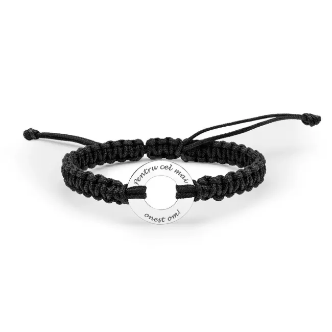 Bratara Aur 14K Premium barbati, snur gros impletit si cerc, personalizata (20 mm) picture - 3