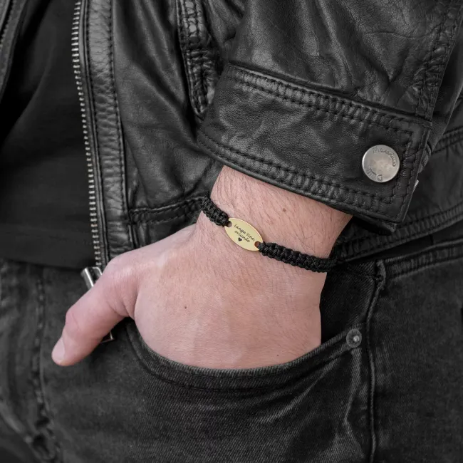 Bratara Aur 14K Premium barbati, snur gros impletit si oval, personalizata (22 mm) picture - 3