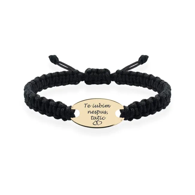 Bratara Aur 14K Premium barbati, snur gros impletit si oval, personalizata (22 mm)