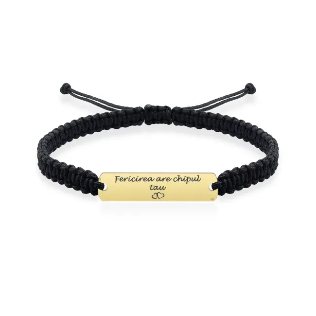 Bratara Aur 14K Premium barbati, snur gros impletit si placuta, personalizata (33 mm)