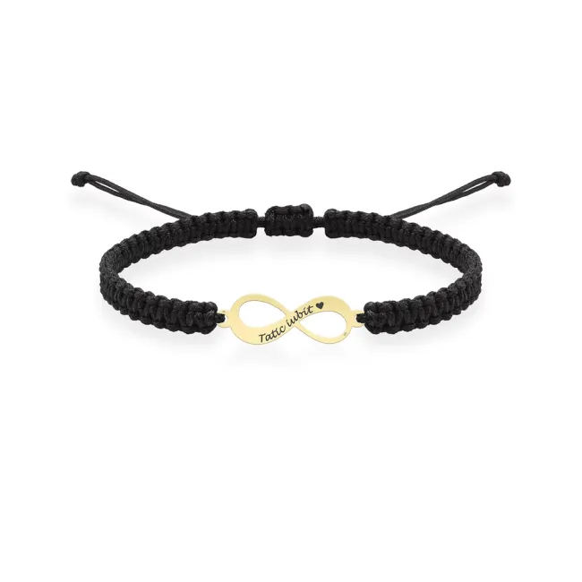 Bratara Aur 14K Premium barbati, snur impletit si infinit, personalizata (18 mm)