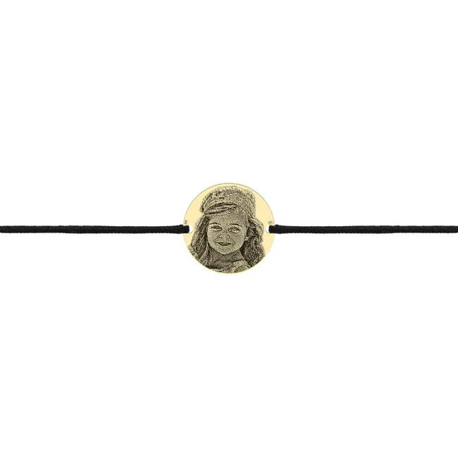 Bratara Aur 14K Premium barbati, snur si banut mic, personalizata cu poza (10 mm)