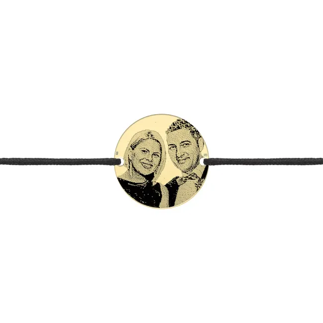 Bratara Aur 14K Premium barbati, snur si banut mediu, personalizata cu poza (15 mm)