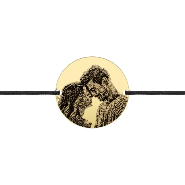 Bratara Aur 14K Premium barbati, snur si banut mare, personalizata cu poza (20 mm)