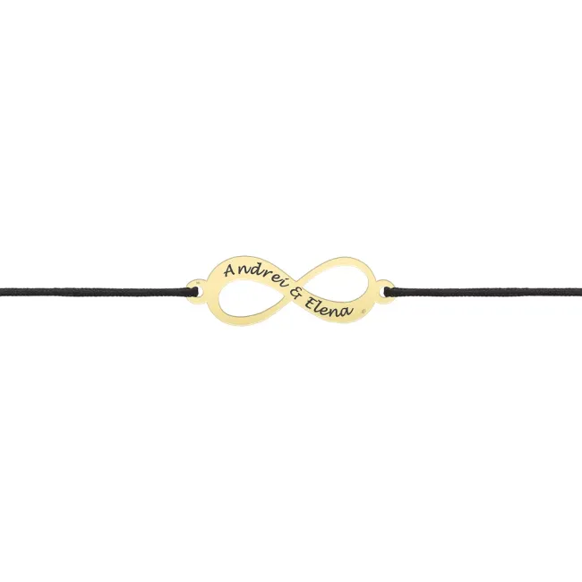 Bratara Aur 14K Premium barbati, snur si infinit mare, personalizata (18 mm)