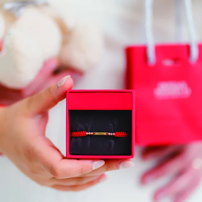 Bratara Aur 14K Premium bebe si copil baietel, snur impletit cu bilute si placuta mica, personalizata (14 mm) picture - 6