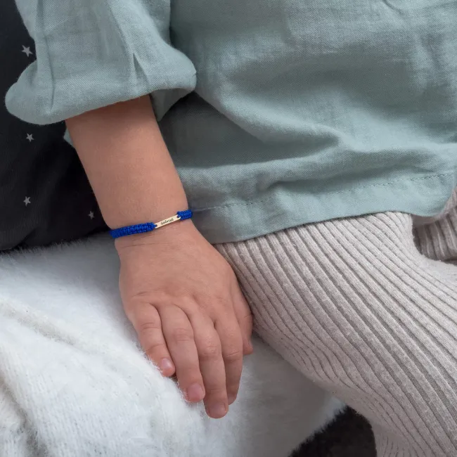 Bratara Aur 14K Premium bebe si copil baietel, snur si placuta mica, personalizata (14 mm) picture - 4
