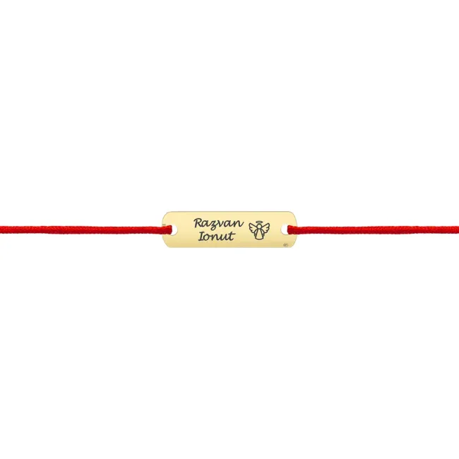 Bratara Aur 14K Premium bebe si copil baietel, snur si placuta medie, personalizata (16 mm)