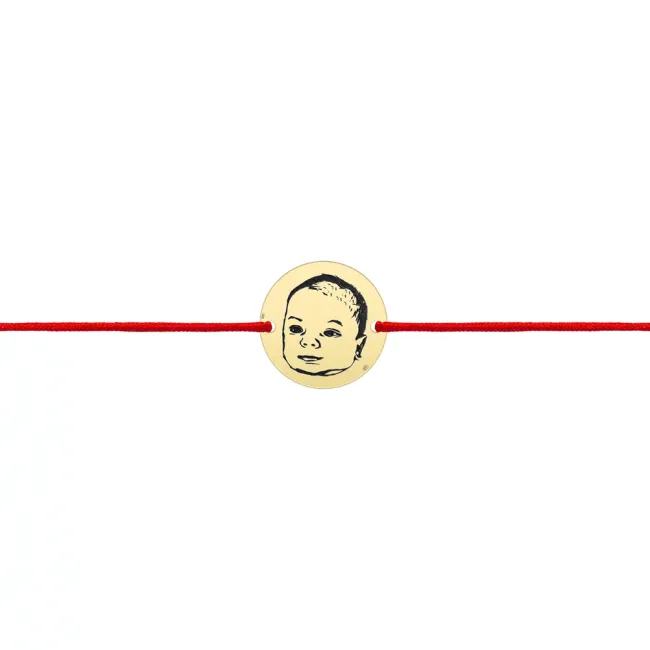 Bratara Aur 14K Premium bebelusi, gravata laser 4life cu poza, snur si banut mic (10 mm)