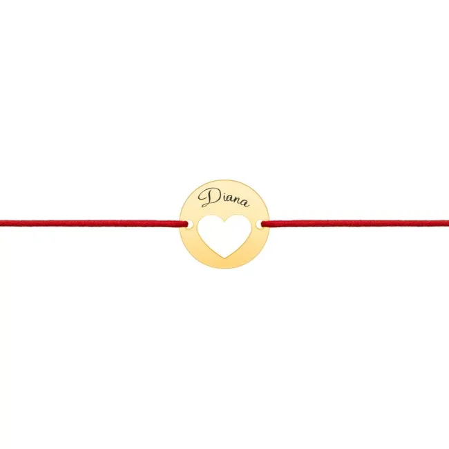 Bratara Aur 14K Premium bebelusi, snur si banut inima, personalizata (11 mm)