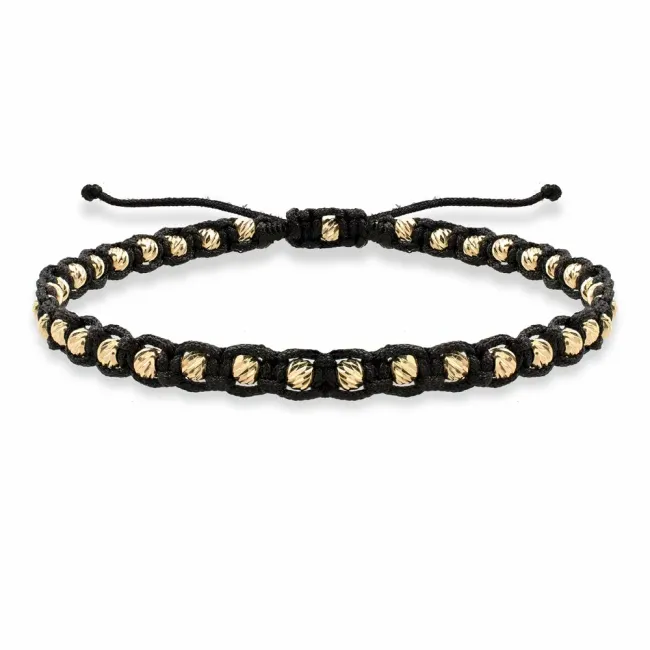 Bratara barbat din Aur 14K Premium, cu snur reglabil si personalizata cu gravura (2.5 mm)