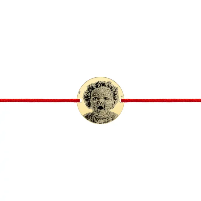 Bratara Aur 14K Premium copii, snur si banut mic, personalizata cu poza (12 mm)
