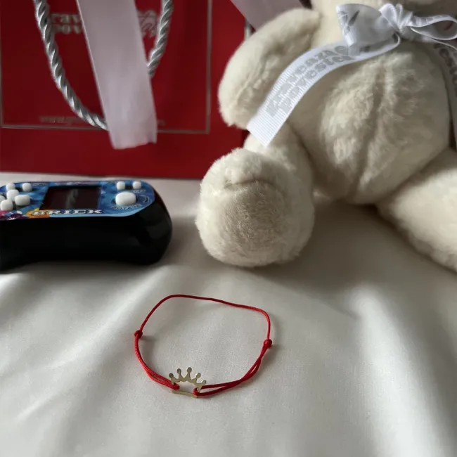Bratara Aur copii, snur si coroana decupata (12 mm)