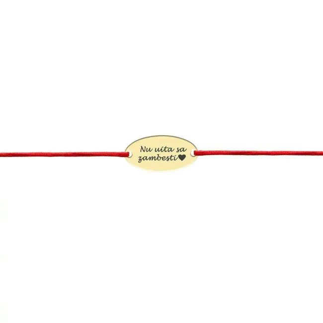 Bratara Aur 14K Premium copii, snur si oval, personalizata (15 mm)