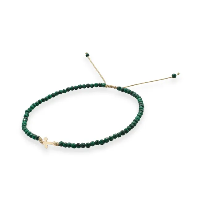 Bratara Aur Dama, Cruce si Malachit Natural ( 8.5 mm )