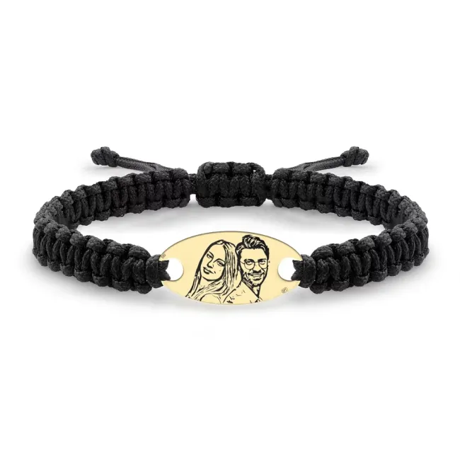 Bratara Aur 14K Premium dama, gravata laser 4life cu poza, snur gros impletit si oval (22 mm)