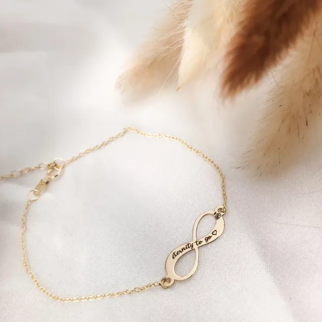 Bratara Aur 14K Premium de dama, lant si infinit, personalizata (18 mm) picture - 3