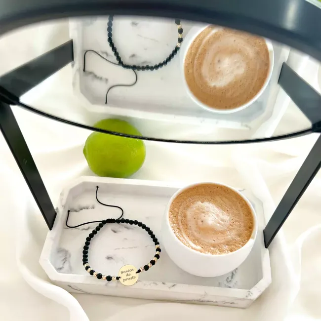 Bratara Aur dama, mix onix, bilute si banut, personalizata (15 mm) picture - 3