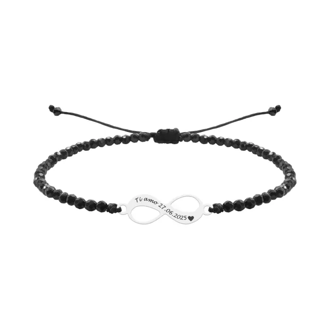 Bratara Aur Dama, pietre Spinel semipretioase si infinit, personalizata (18mm)
