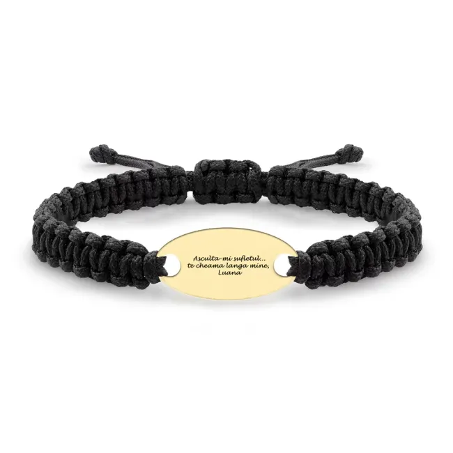Bratara Aur 14K Premium dama, snur gros impletit si oval, personalizata (22 mm)