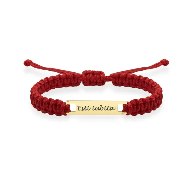 Bratara Aur 14K Premium dama, snur gros impletit si placuta, personalizata (25 mm)