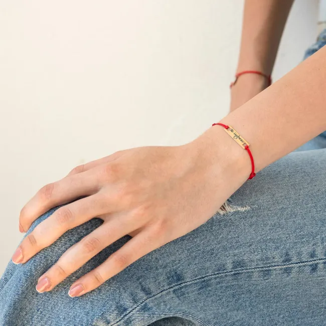 Bratara Aur 14K Premium dama, snur gros si placuta, personalizata (25 mm)