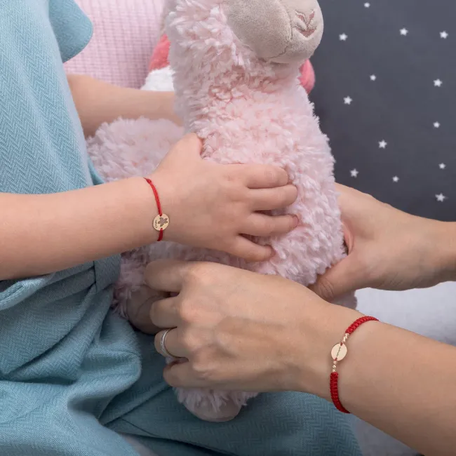Bratara Aur 14K Premium dama, snur impletit cu bilute si banut mic, personalizata (10 mm)