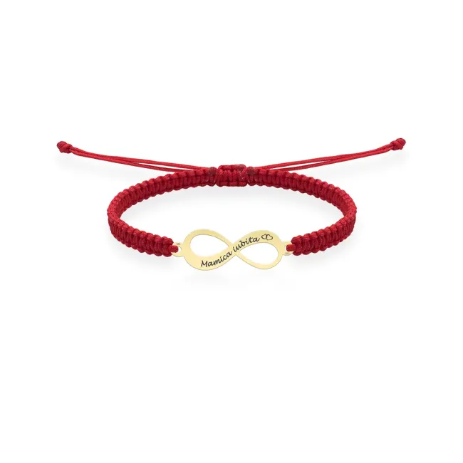 Bratara Aur 14K Premium dama, snur impletit si infinit, personalizata (18 mm)