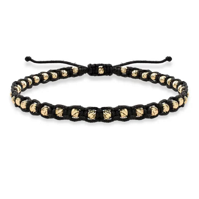 Bratara Aur 14K Premium dama, snur negru si bilute (2.5 mm)