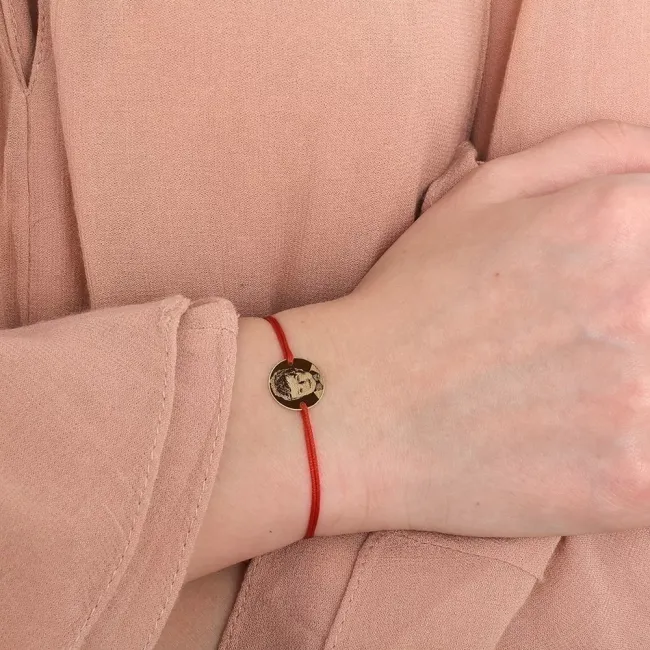 Bratara Aur 14K Premium dama, snur si banut mic, personalizata cu poza (10 mm)
