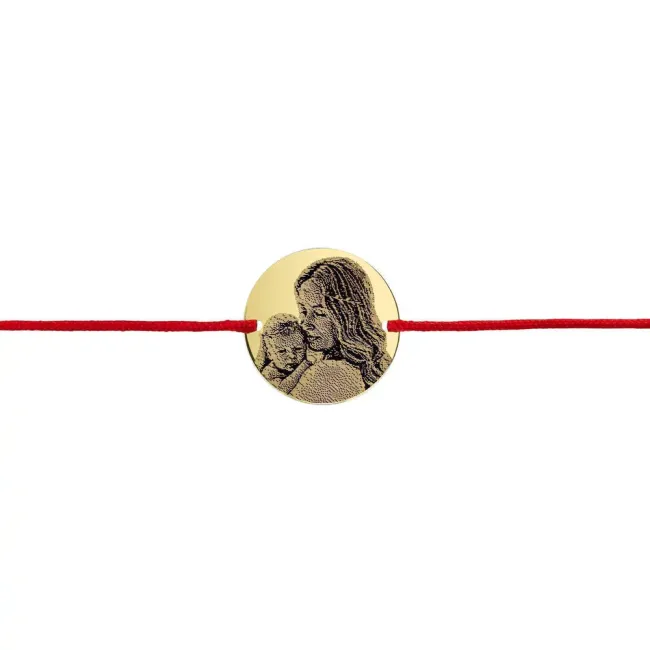 Bratara Aur 14K Premium dama, snur si banut mediu, personalizata cu poza (15 mm)