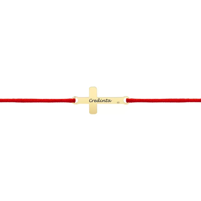 Bratara Aur 14K Premium dama, snur si cruce mare, personalizata (16 mm)