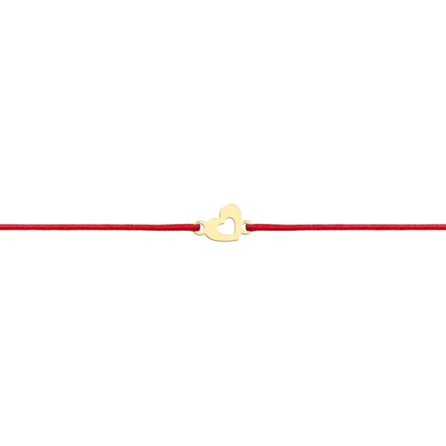 Bratara Aur dama, snur si inimioara decupata (6 mm)