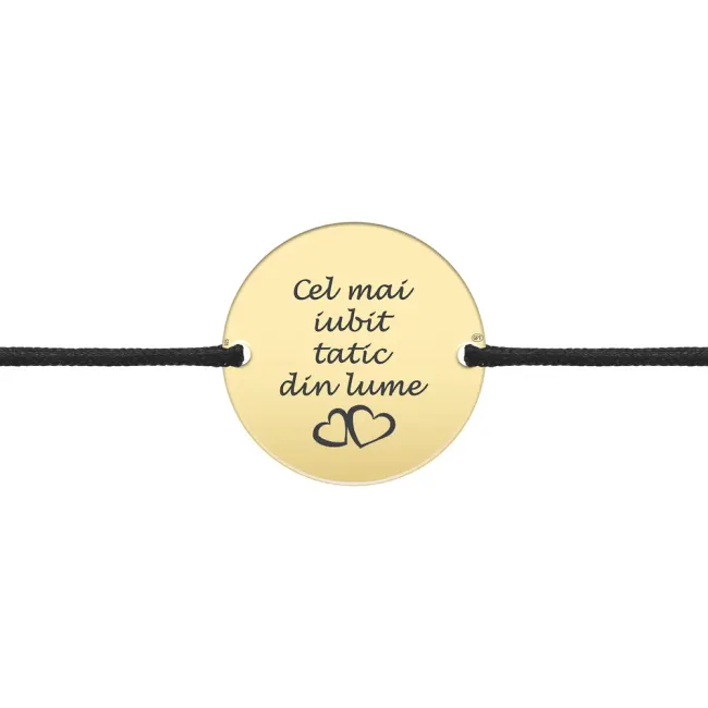 Bratara barbateasca Argint 925 Premium, snur si banut mare, personalizata (19 mm)