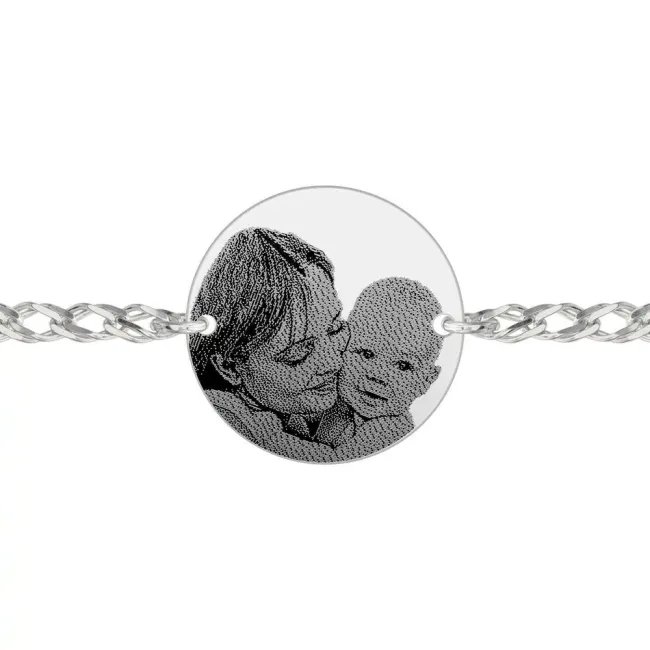 Bratara barbateasca lant banut 22 mm personalizat gravura foto Argint 925 Premium (lant Curbed)