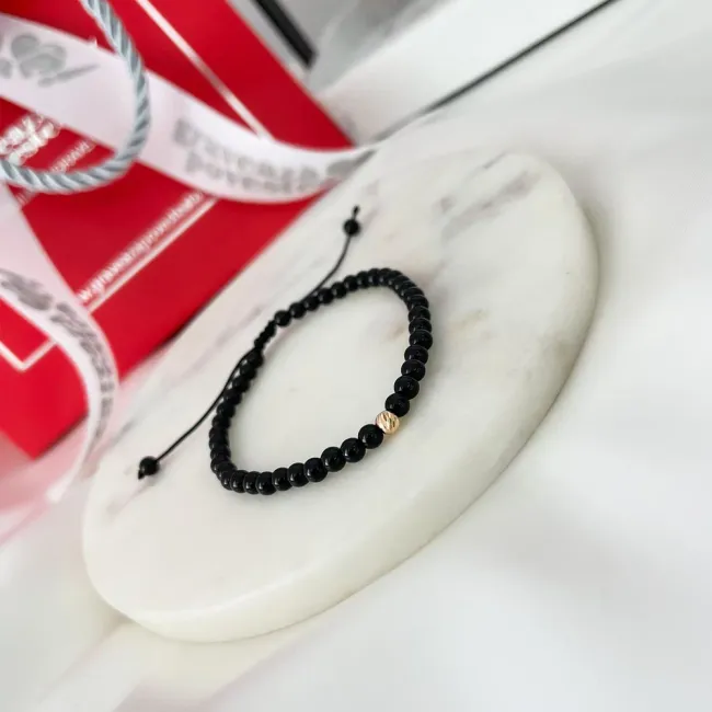 Bratara barbateasca, onix si biluta Aur 14K Premium (4 mm) picture - 4