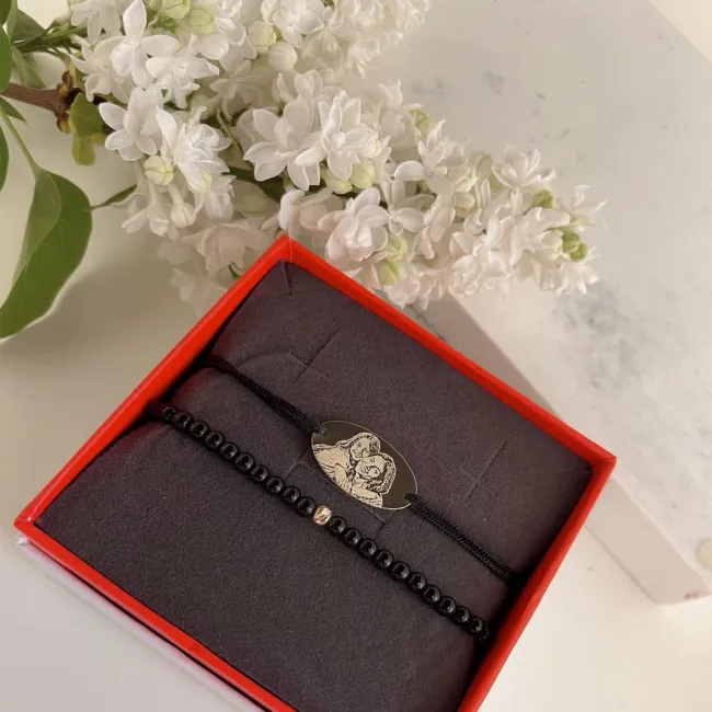 Bratara barbateasca, onix si biluta Aur 14K Premium (4 mm) picture - 3