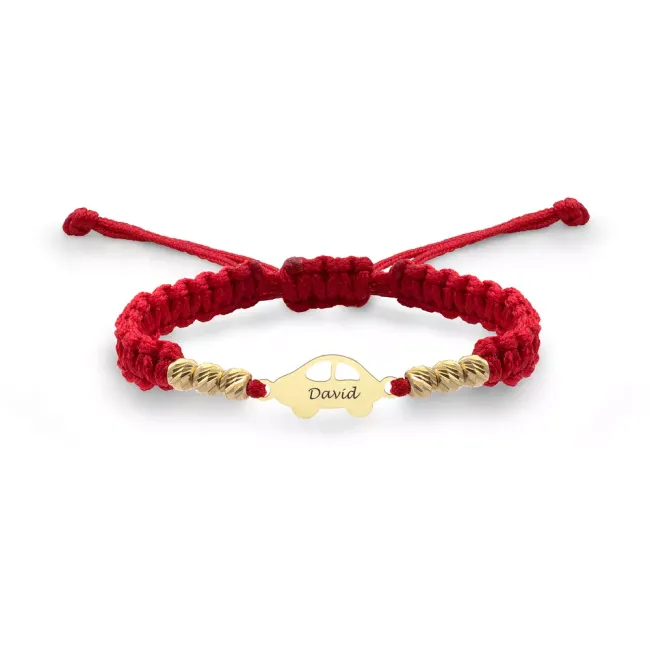 Bratara bebe din Aur 14K Premium, cu snur reglabil si personalizata cu gravura (10 mm)