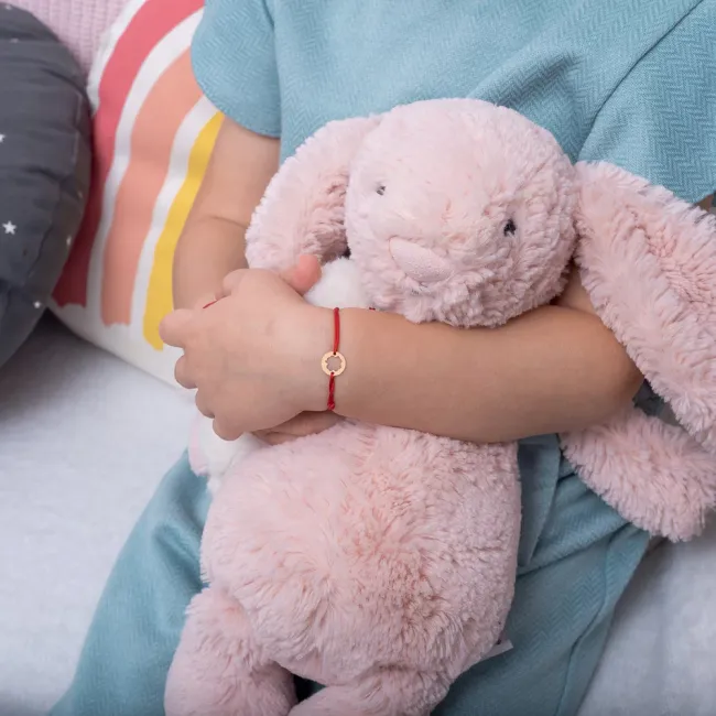 Bratara din Aur 14K Premium, cu snur reglabil si personalizata cu banut mic gravat (10 mm)