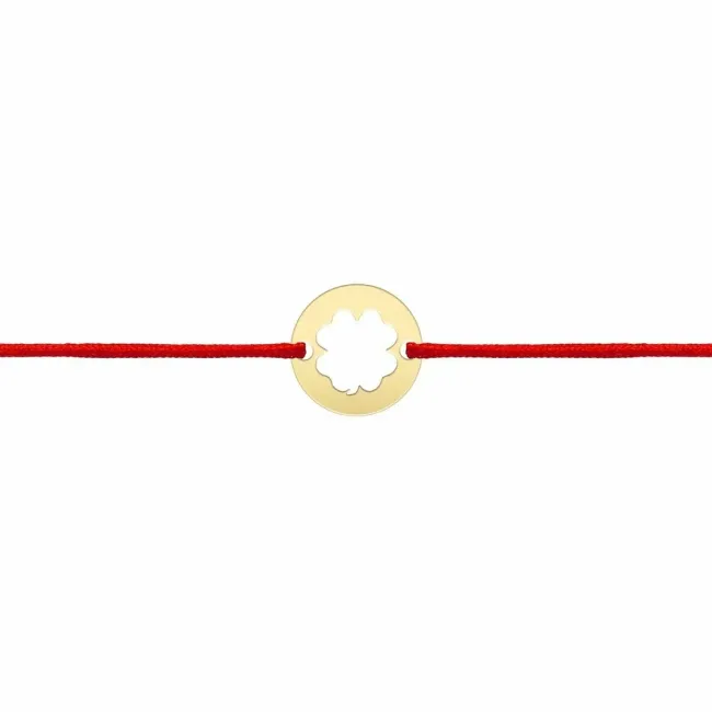 Bratara din Aur 14K Premium, cu snur reglabil si personalizata cu banut mic gravat (10 mm)