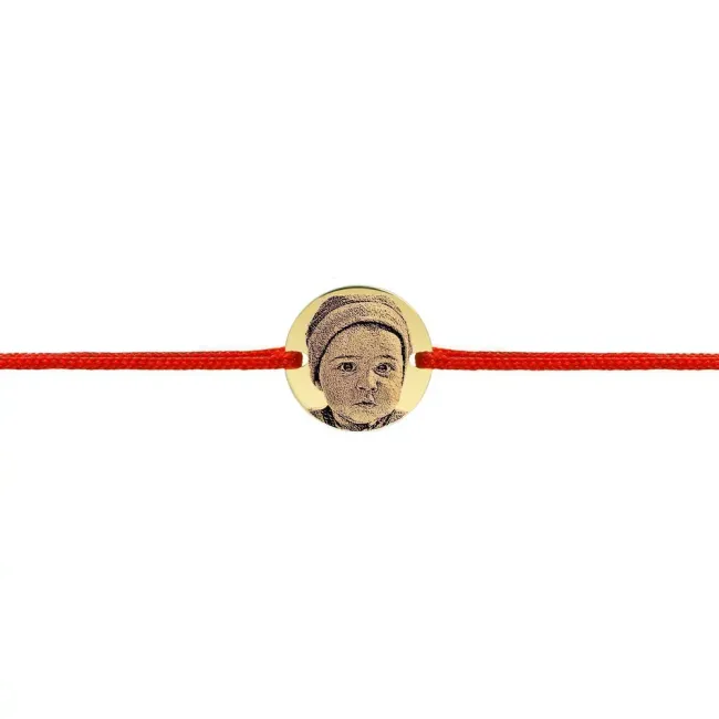 Bratara Aur 14K Premium, bebelusi, snur si banut mic, personalizata cu poza (10mm)