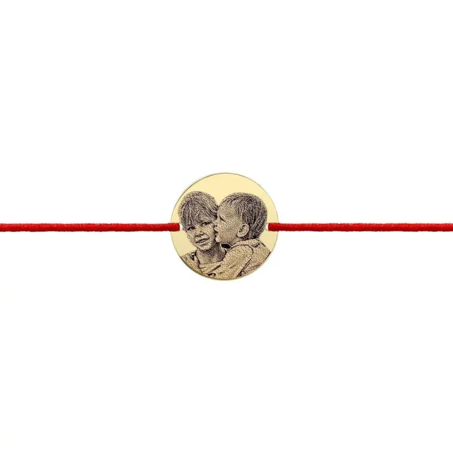 Bratara Aur 14K Premium bebe, snur reglabil si banut mediu, personalizata cu poza (15 mm)