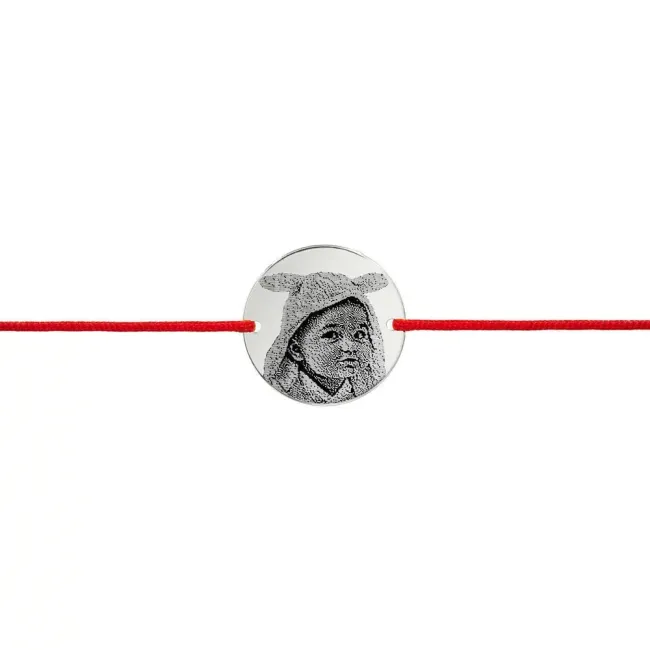 Bratara Argint 925 Premium dama, snur reglabil si banut mare, personalizata cu foto (17 mm) picture - 6