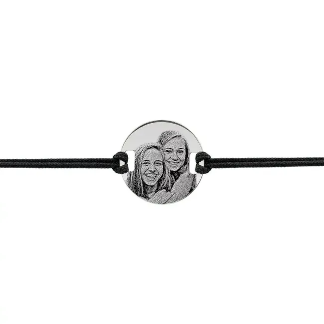 Bratara Aur barbati, snur gros si banut mare, personalizata cu poza (22 mm)
