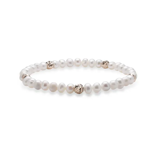 Bratara dama, perle naturale de cultura si bilute Aur 14K Premium (4mm)