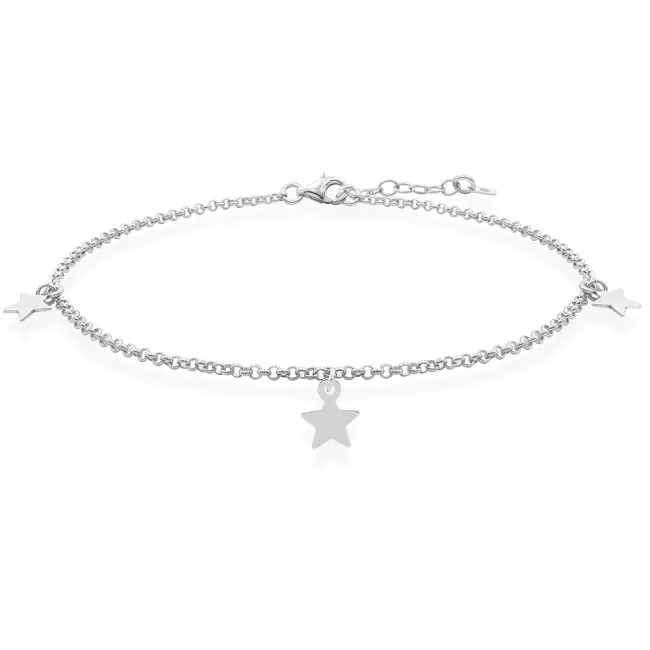 Bratara de picior, Argint 925 Premium, lant si stele