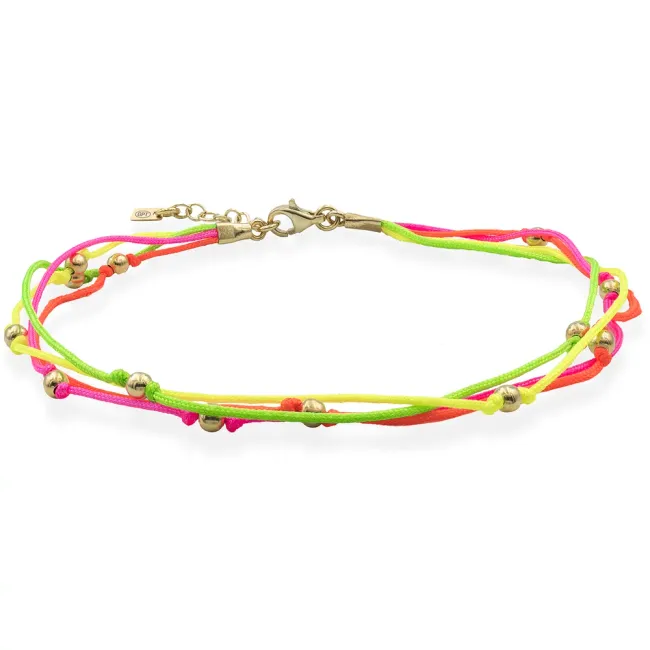 Bratara de picior, Argint 925 Premium, mix snur neon si bilute