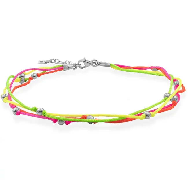 Bratara de picior, Argint 925 Premium, mix snur neon si bilute picture - 3