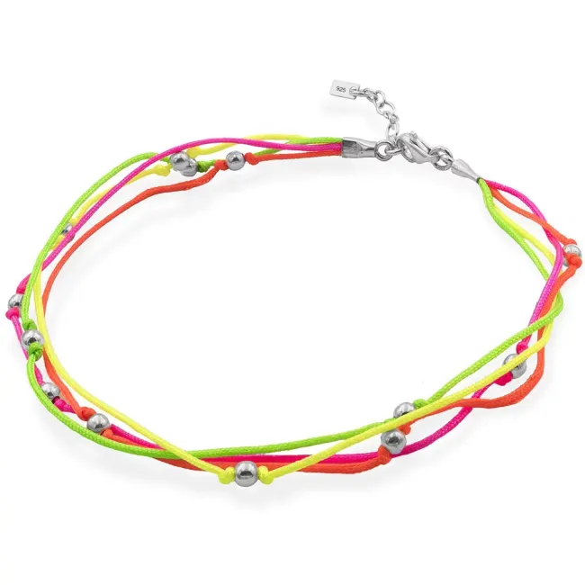 Bratara de picior, Argint 925 Premium, mix snur neon si bilute picture - 5
