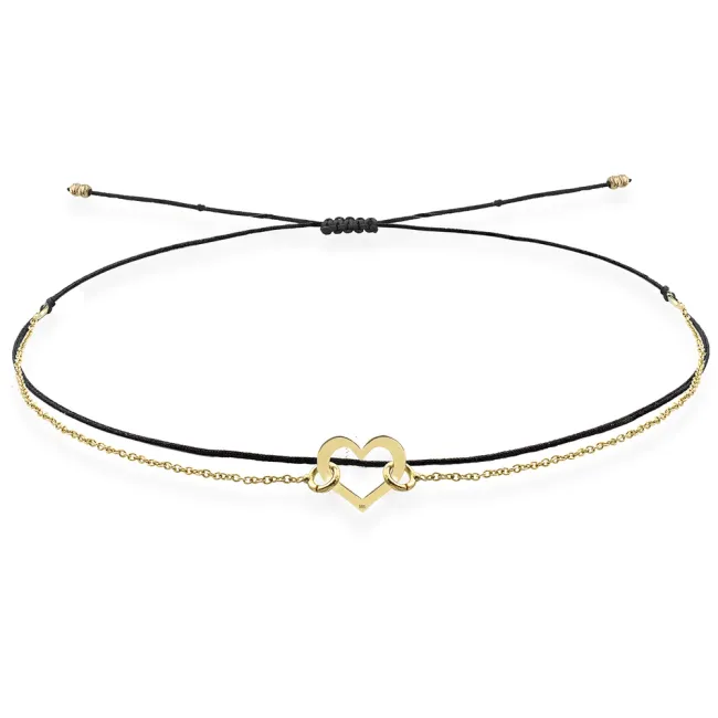 Bratara de picior, Aur 14K Premium, inima si bilute
